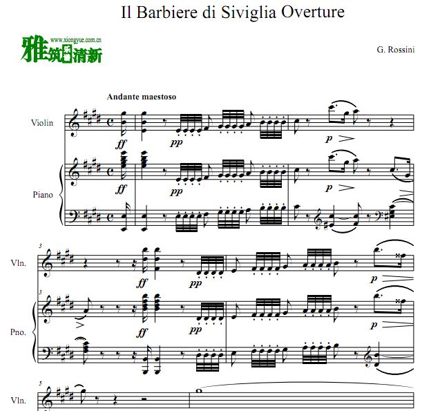 Il Barbiere di Siviglia Overture 塞维利亚理发师序曲小提琴钢琴伴奏谱