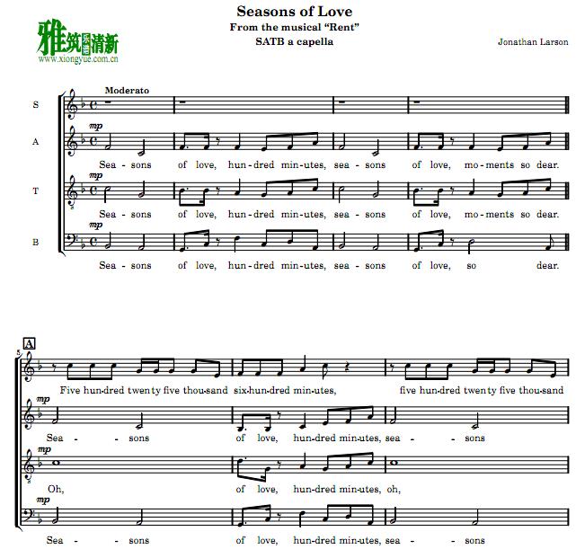 Seasons Of Love 阿卡贝拉谱