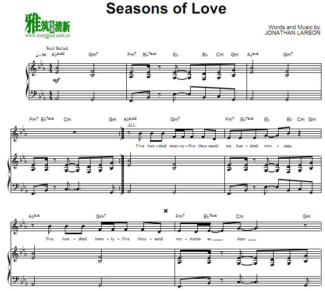 Seasons of Love钢琴伴奏谱