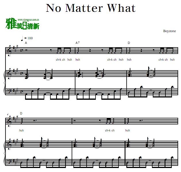 男孩地带 Boyzone - No Matter What歌谱 钢琴伴奏谱