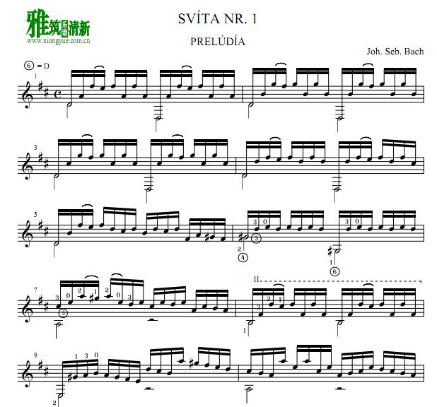 巴赫第一无伴奏大提琴组曲BWV1007古典吉他谱