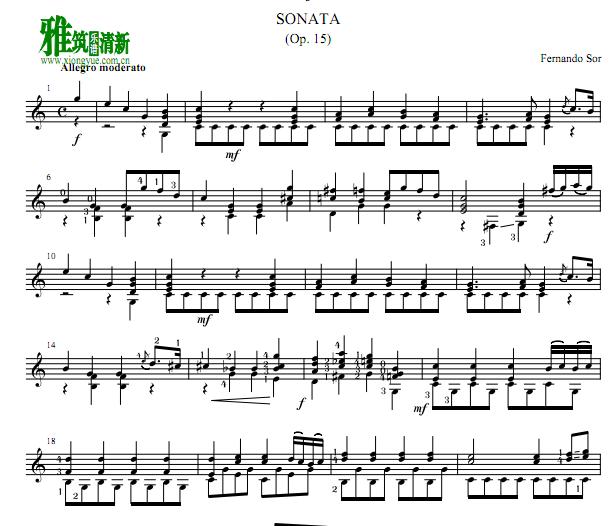 FERNANDO SOR - SONATA Op. 15古典吉他谱