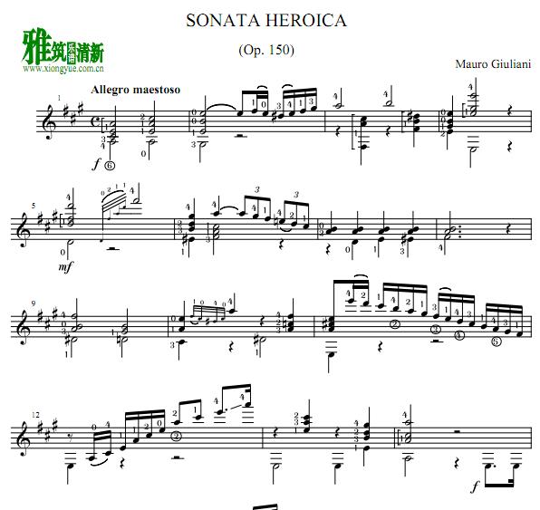 Mauro Giuliani Gran Sonata Eroica, Op.150古典吉他谱