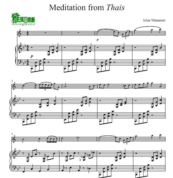 Meditation沉思单簧管钢琴伴奏谱