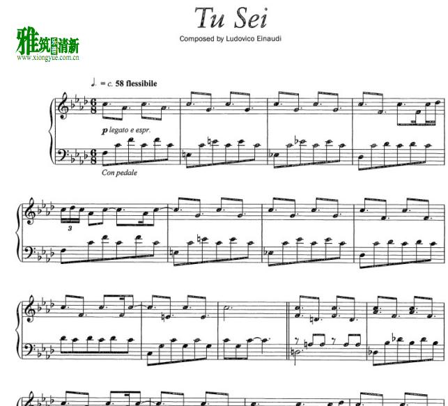 Ludovico Einaudi - Tu Sei钢琴谱