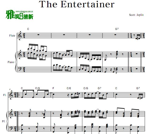 乔普林 演艺人 Scott Joplin - The Entertainer长笛钢琴合奏谱