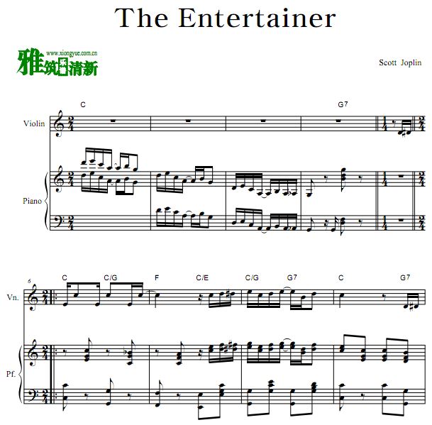  The Entertainer 演艺人小提琴谱 钢琴伴奏谱