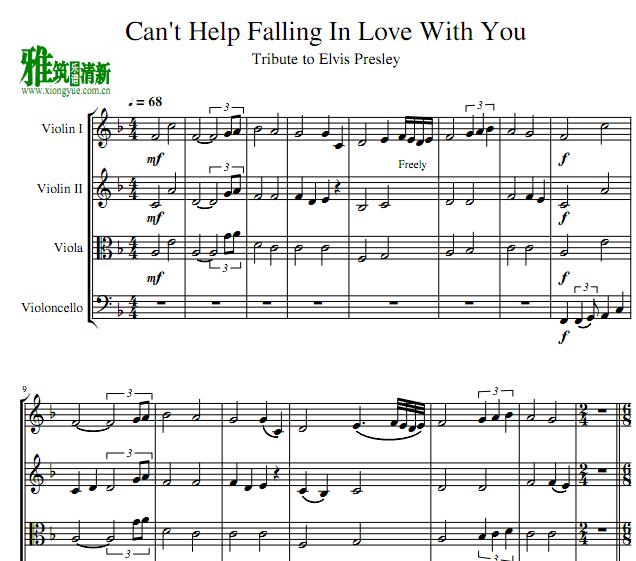Can't Help Falling In Love With You弦乐四重奏谱
