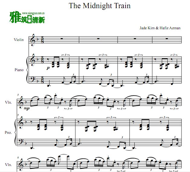 冰与火之舞 The Midnight Train小提琴钢琴合奏谱