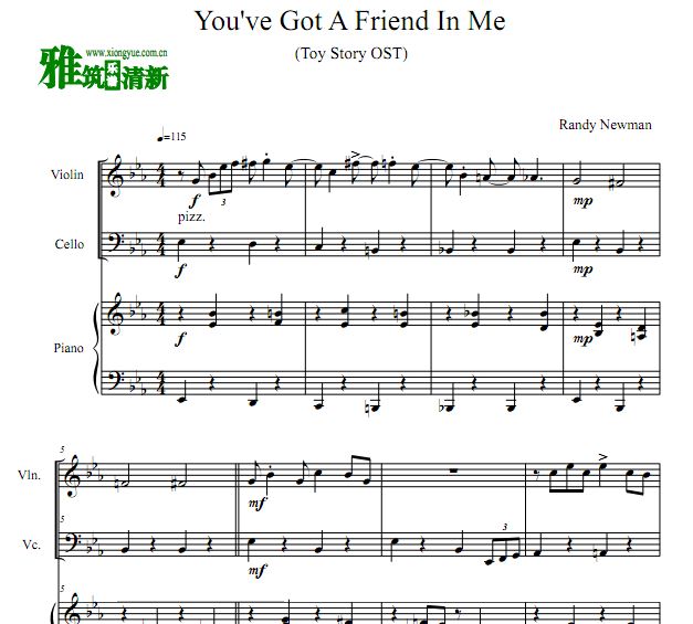 You've Got a Friend In Me弦乐钢琴三重奏谱