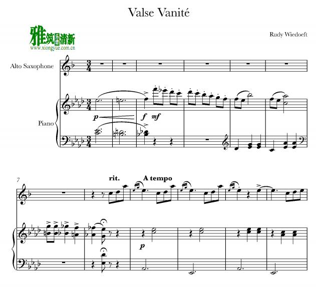 valse vanite 萨克斯钢琴伴奏谱