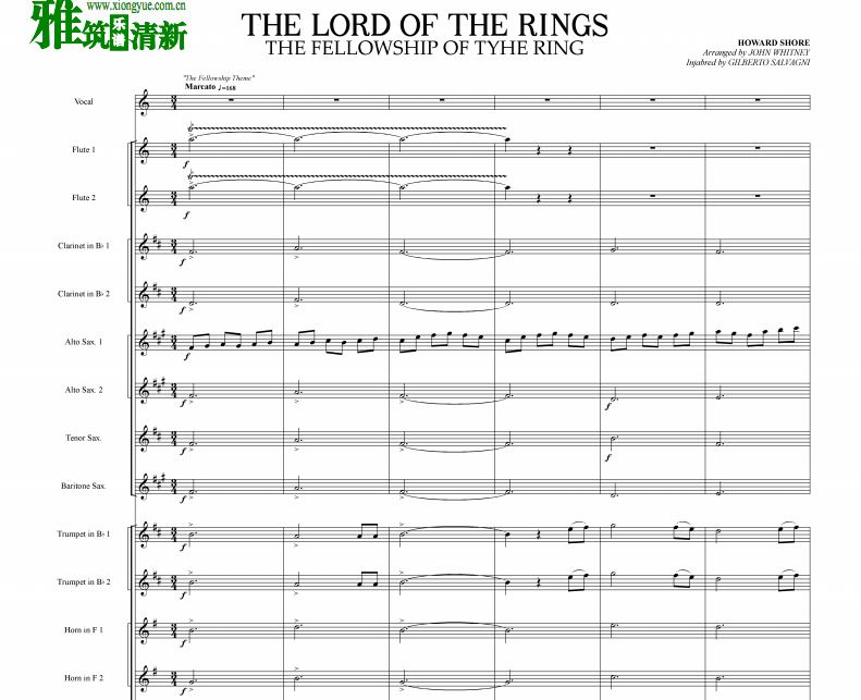 The Lord of the Rings 魔戒交响管乐团谱