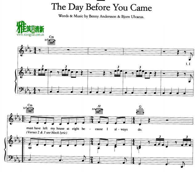 abba - the day before you came钢琴谱
