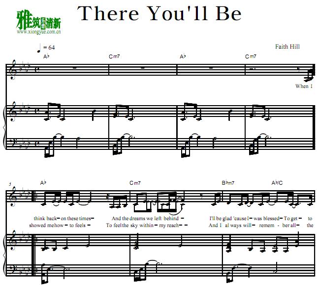 珍珠港 - There You'll Be钢琴伴奏谱
