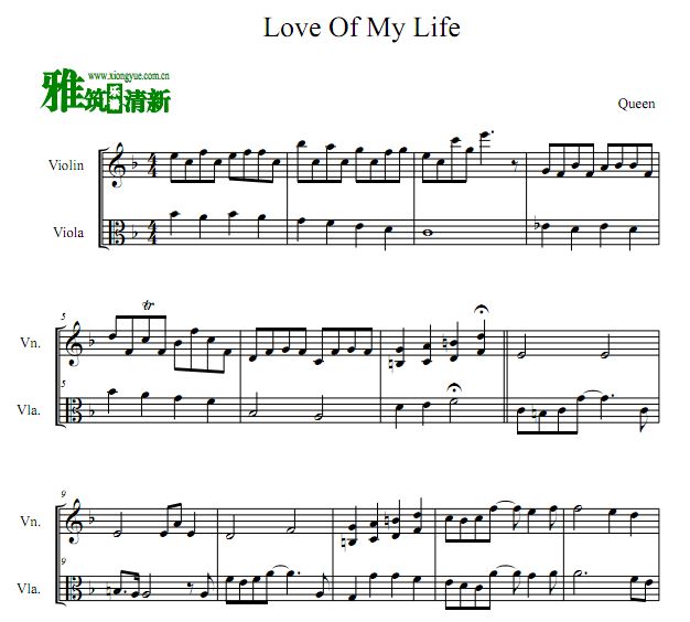 Queen - Love Of My Life小提琴中提琴谱