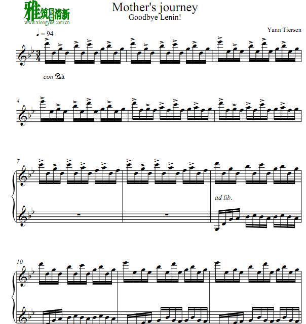 Yann Tiersen - Mother's Journey钢琴谱