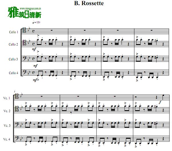 白色巨塔 B.Rossette大提琴四重奏谱