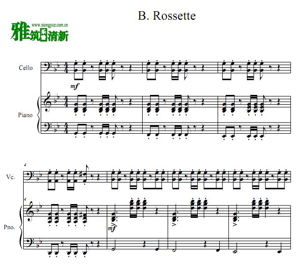  B.Rossette 白色巨塔大提琴钢琴合奏谱