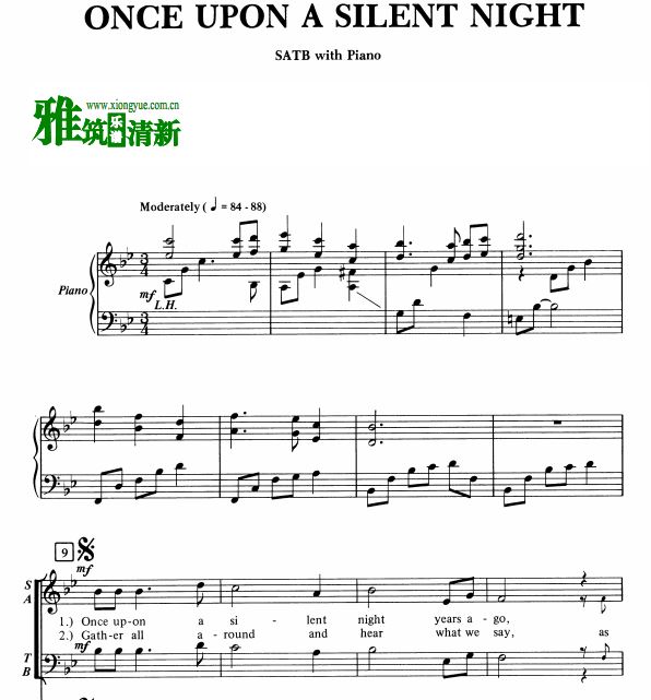 Once Upon a Silent Night四声部合唱钢琴伴奏谱
