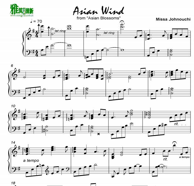 城之内美莎 asian wind钢琴谱