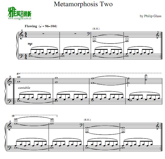 phillp glass - metamorphosis 第二首钢琴谱