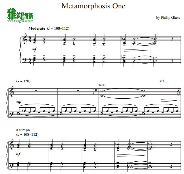 phillp glass - metamorphosis 第一首钢琴谱