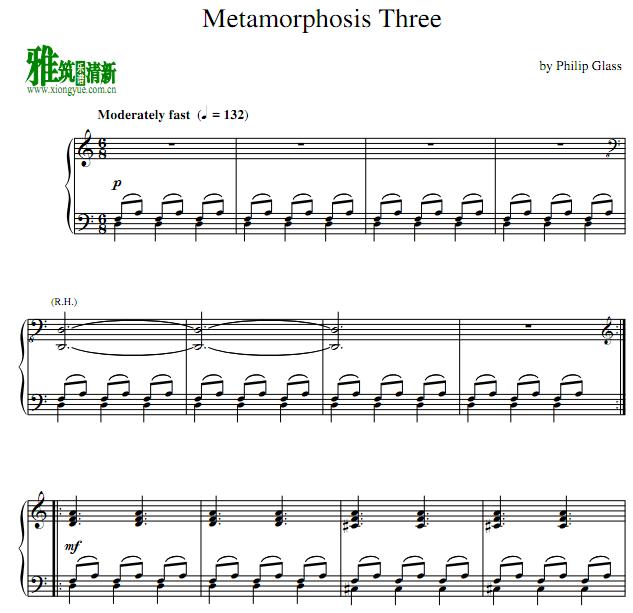 phillp glass - metamorphosis 第三首钢琴谱