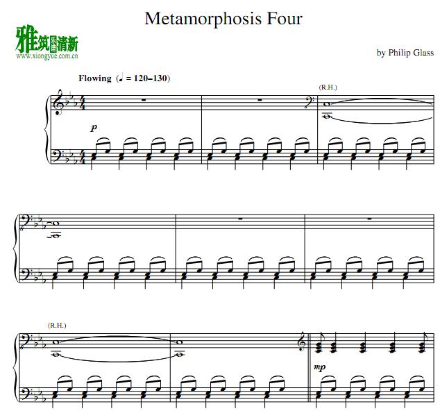 phillp glass - metamorphosis 第四首钢琴谱