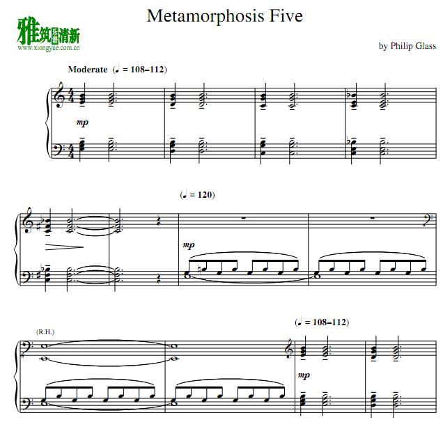 phillp glass - metamorphosis 第五首钢琴谱