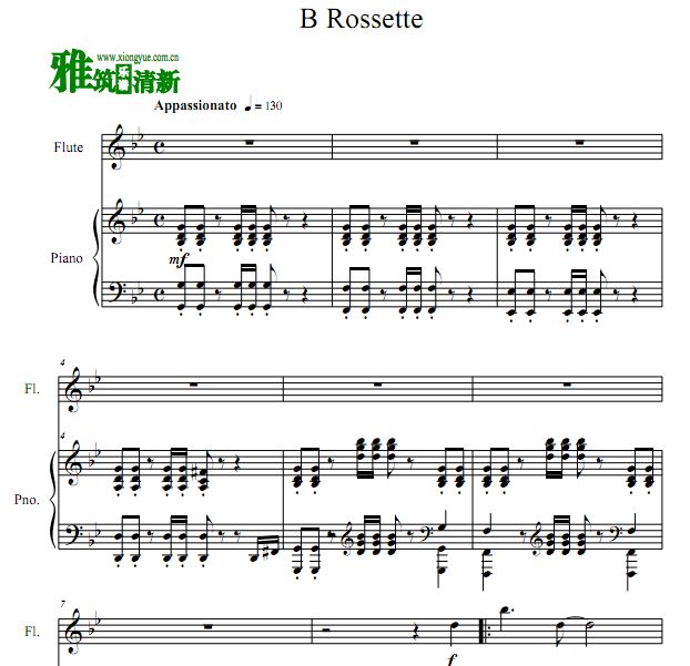 B.Rossette 白色巨塔长笛钢琴合奏谱