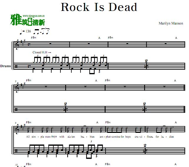 Marilyn Manson - Rock Is Dead鼓谱