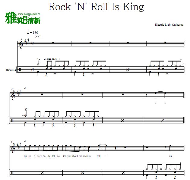 Electric Light Orchestra - Rock 'N' Roll Is King爵士鼓谱