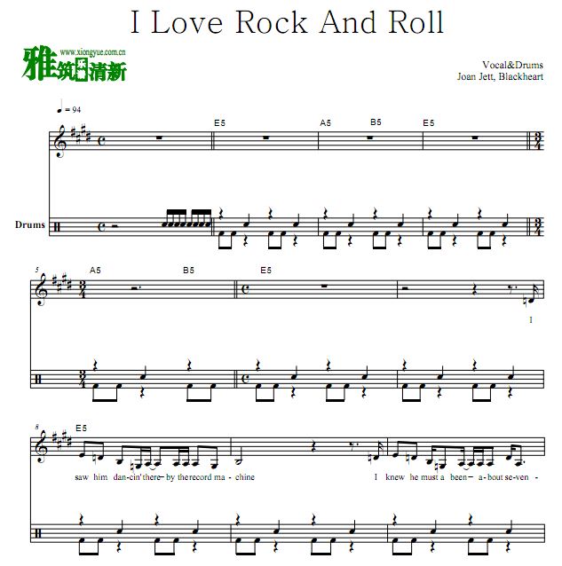 Joan Jett & The Blackhearts - I love rock and roll架子鼓谱