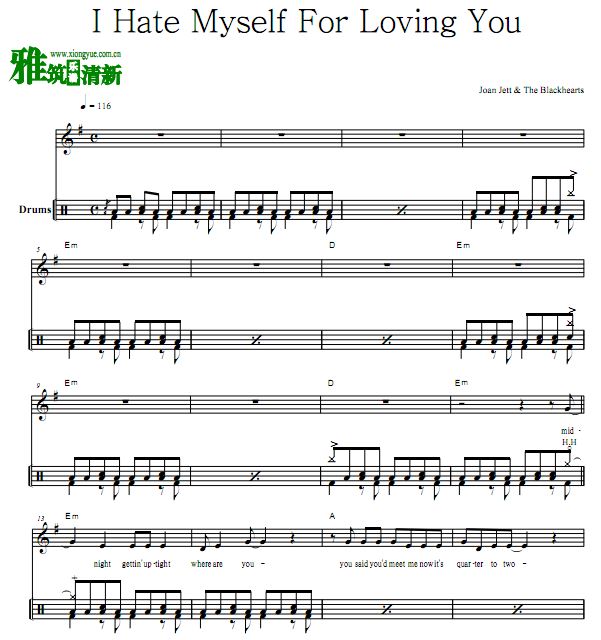 Joan Jett/The Blackhearts - I Hate Myself For Loving You鼓谱