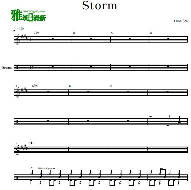 月之海乐队 Storm架子鼓谱