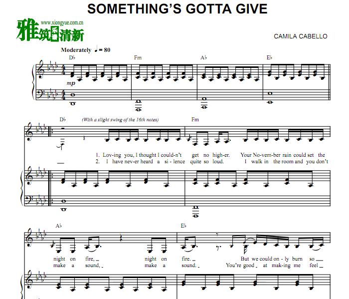 Camila Cabello - Something's Gotta Give歌谱 钢琴谱