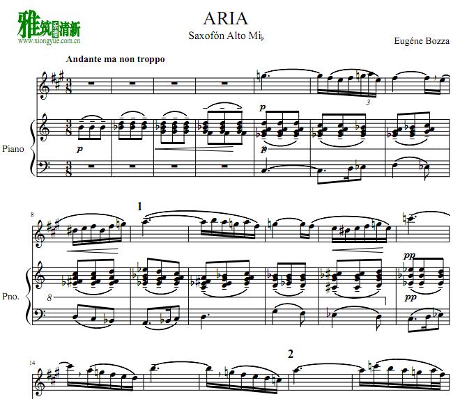 尤金·博扎Eugene Bozza - Aria萨克斯钢琴合奏谱