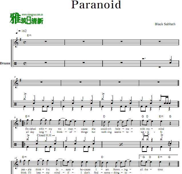 Black Sabbath - Paranoid鼓谱