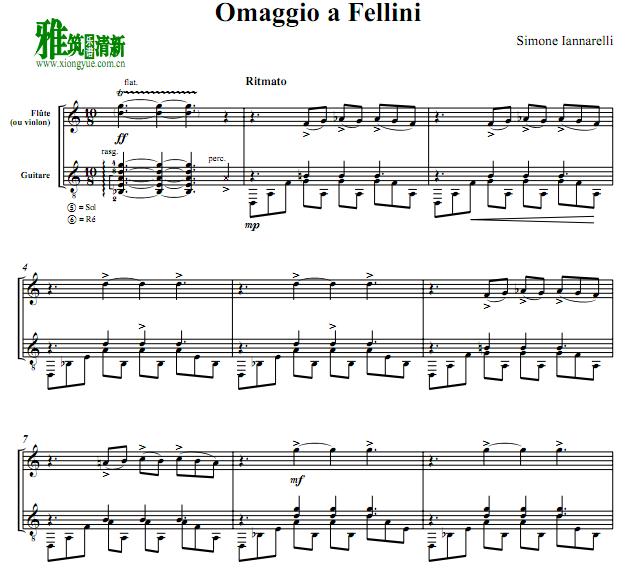 Omaggio a Fellini长笛吉他二重奏谱