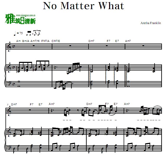 Aretha Franklin - No Matter What视唱谱 钢琴伴奏谱