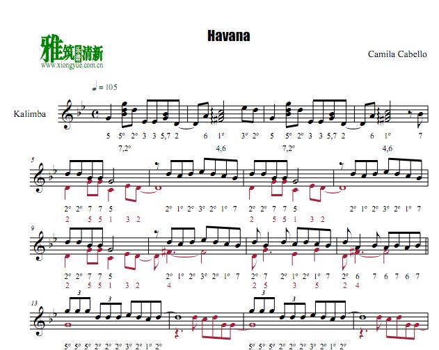 Havana 拇指琴谱