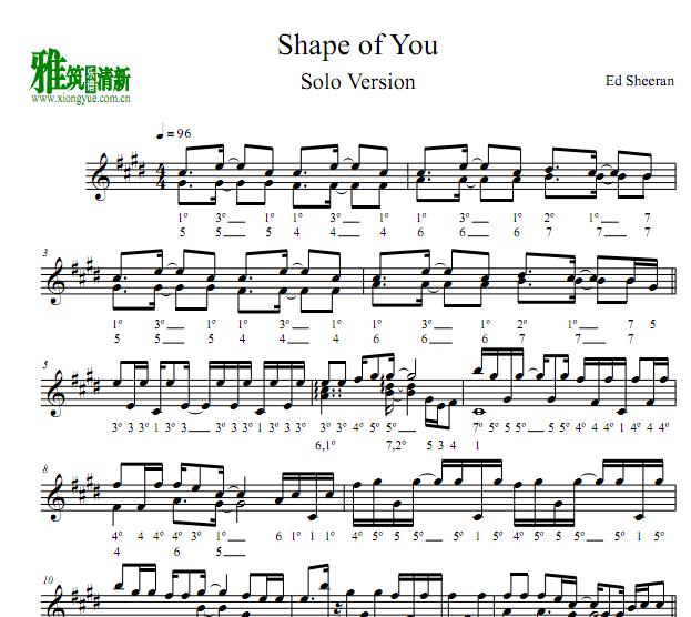 Shape of You 拇指琴谱