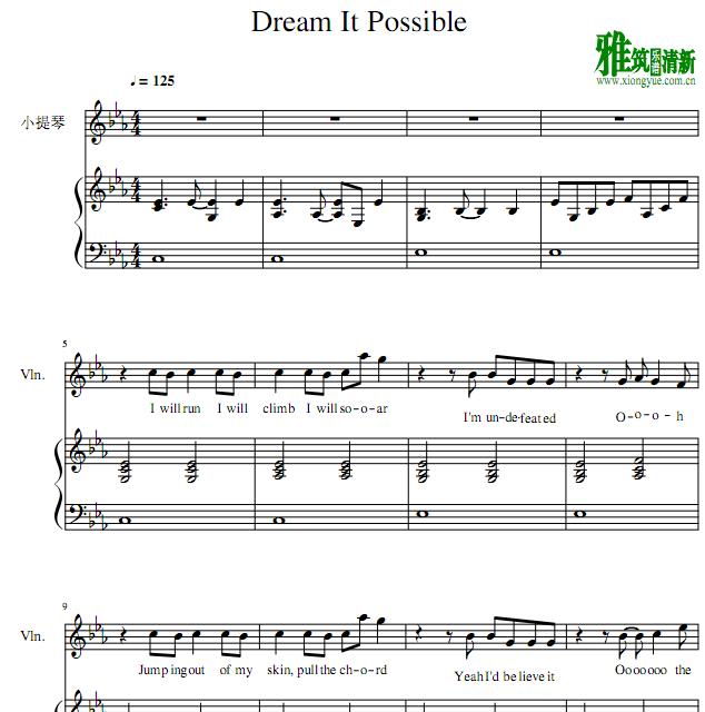 Dream It Possible 小提琴钢琴伴奏谱