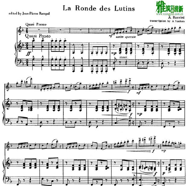 精灵之舞La Ronde Des Lutins长笛钢琴谱
