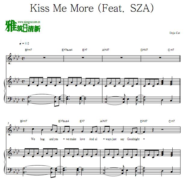 Doja Cat - Kiss Me More歌谱 正谱 钢琴谱