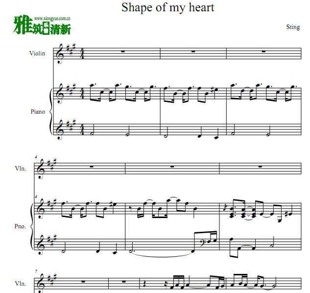  这个杀手不太冷 Shape Of My Heart小提琴钢琴合奏谱