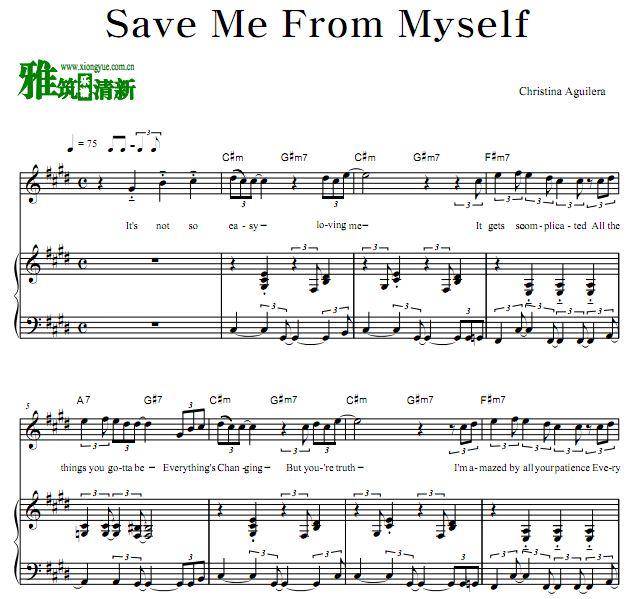 Christina Aguilera - Save Me From Myself 歌谱 钢琴伴奏谱