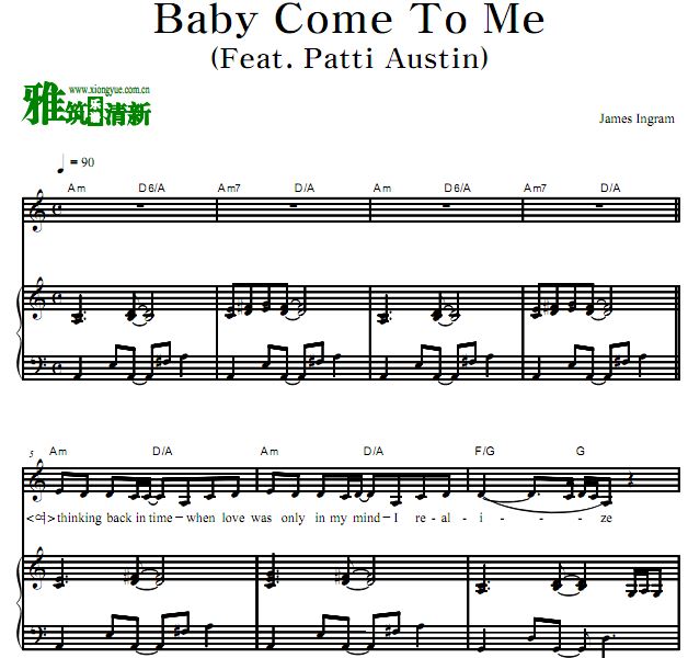 James Ingram - Baby Come To Me歌谱 弹唱钢琴谱