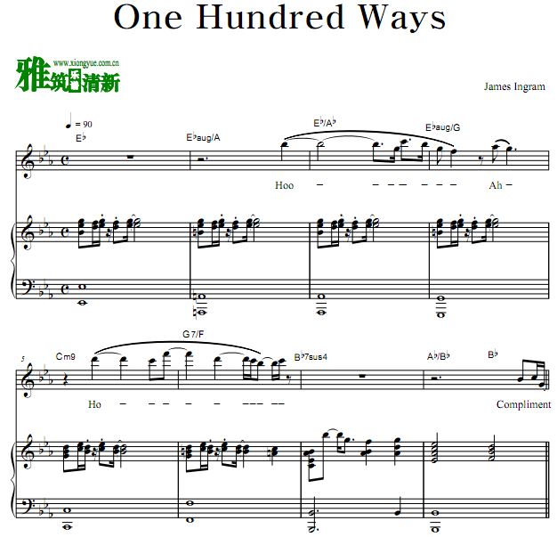 James Ingram - One Hundred Ways歌谱  钢琴谱