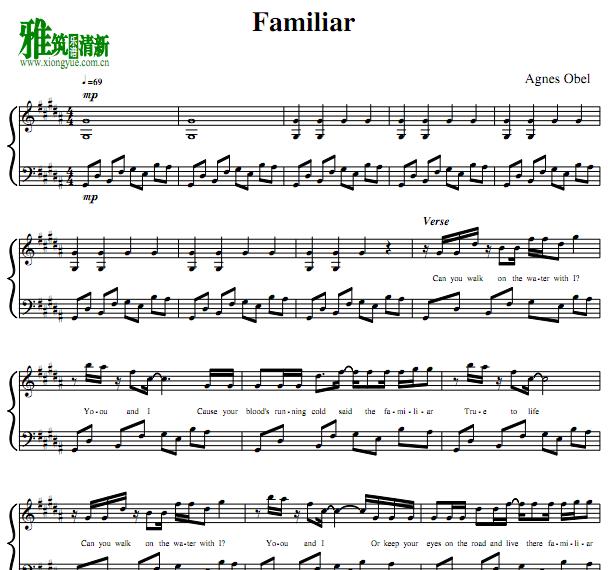 Agnes Obel - Familiar钢琴谱